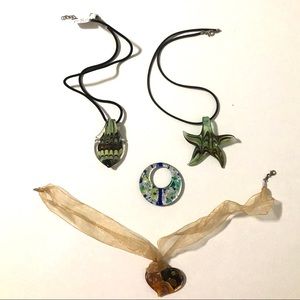 Necklaces Featuring Hand Blown Glass Pendants